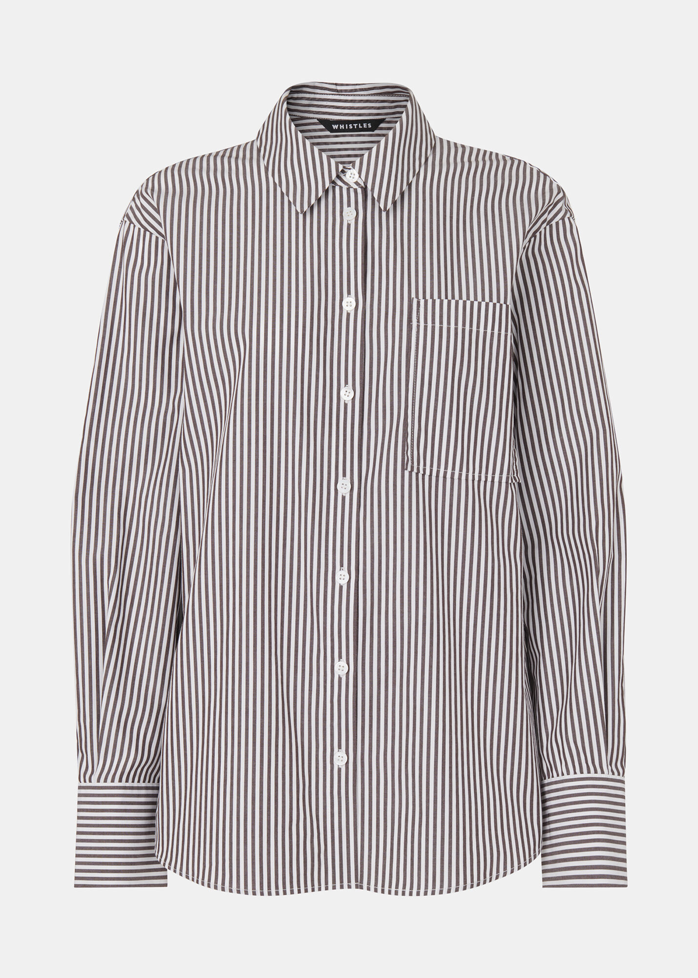 Black white striped dress shirt top